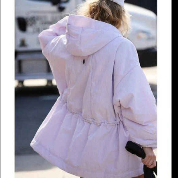 FREE PEOPLE FP MOVEMENT BILLIE BOXIE LAVENDER CINCHED PARKA HOOD OVERSIZE JACKET - Picture 2 of 12